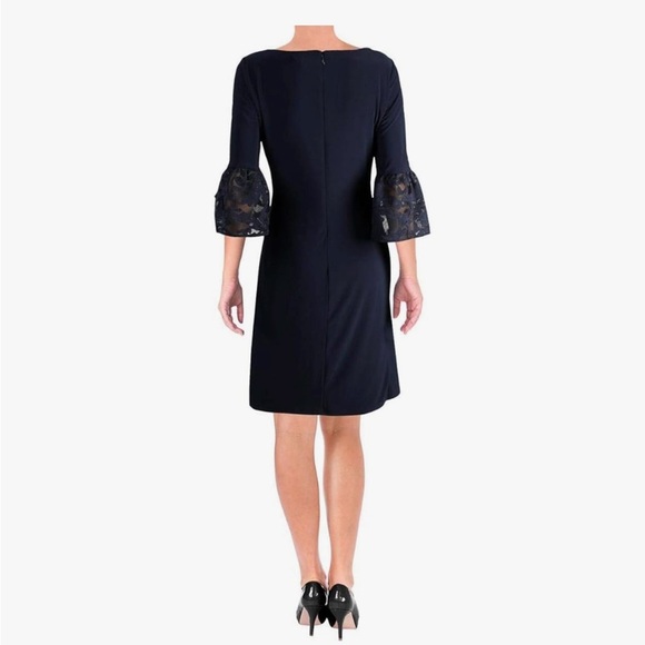 Ralph Lauren Blue Sheath Dress with Bell Sleeves - Picture 2 of 11